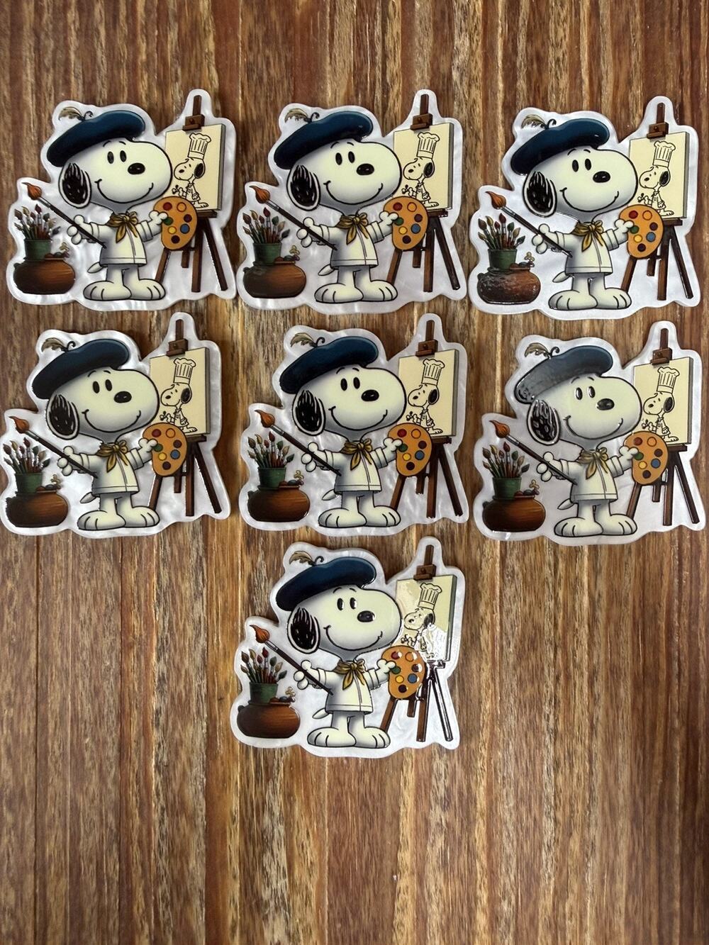 7 Pc Artist Snoopy Acrylic Flatbacks